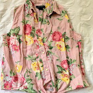 {Ralph Lauren} Sleeveless Aloha Top (Sm)